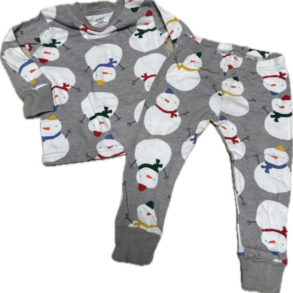 Carter's Snowman Pajama Set - Gray and White